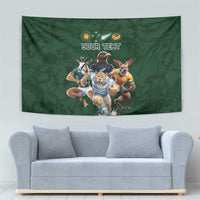Custom Rugby Southern Hemisphere Tapestry Argentina AUNZ South Africa Mascot Green - Polynesian Pride