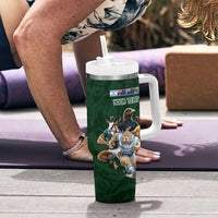 Custom Rugby Southern Hemisphere Tumbler With Handle Argentina AUNZ South Africa Mascot Green LT9 - Polynesian Pride