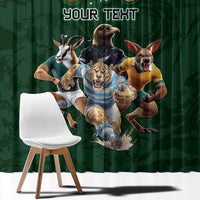 Custom Rugby Southern Hemisphere Window Curtain Argentina AUNZ South Africa Mascot Green LT9 - Polynesian Pride