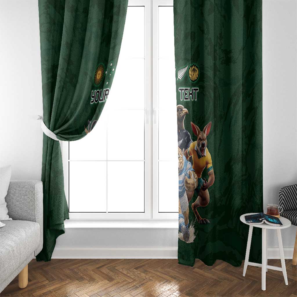 Custom Rugby Southern Hemisphere Window Curtain Argentina AUNZ South Africa Mascot Green LT9 - Polynesian Pride