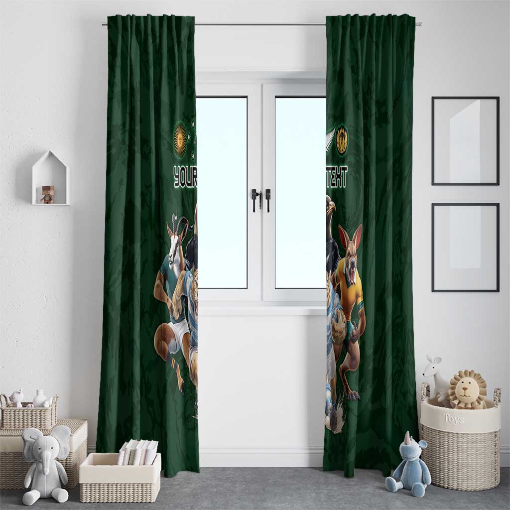 Custom Rugby Southern Hemisphere Window Curtain Argentina AUNZ South Africa Mascot Green LT9 - Polynesian Pride