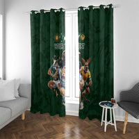 Custom Rugby Southern Hemisphere Window Curtain Argentina AUNZ South Africa Mascot Green LT9 With Grommets Green - Polynesian Pride
