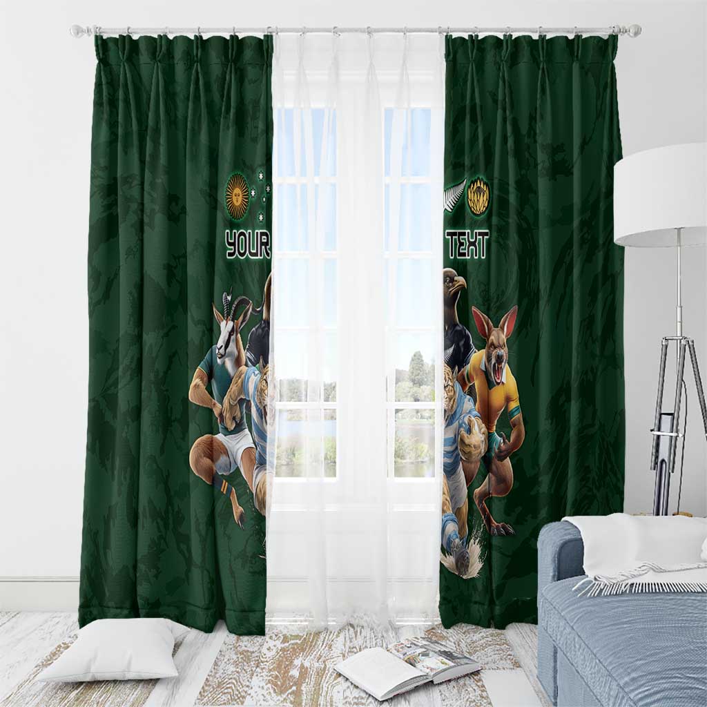 Custom Rugby Southern Hemisphere Window Curtain Argentina AUNZ South Africa Mascot Green LT9 - Polynesian Pride