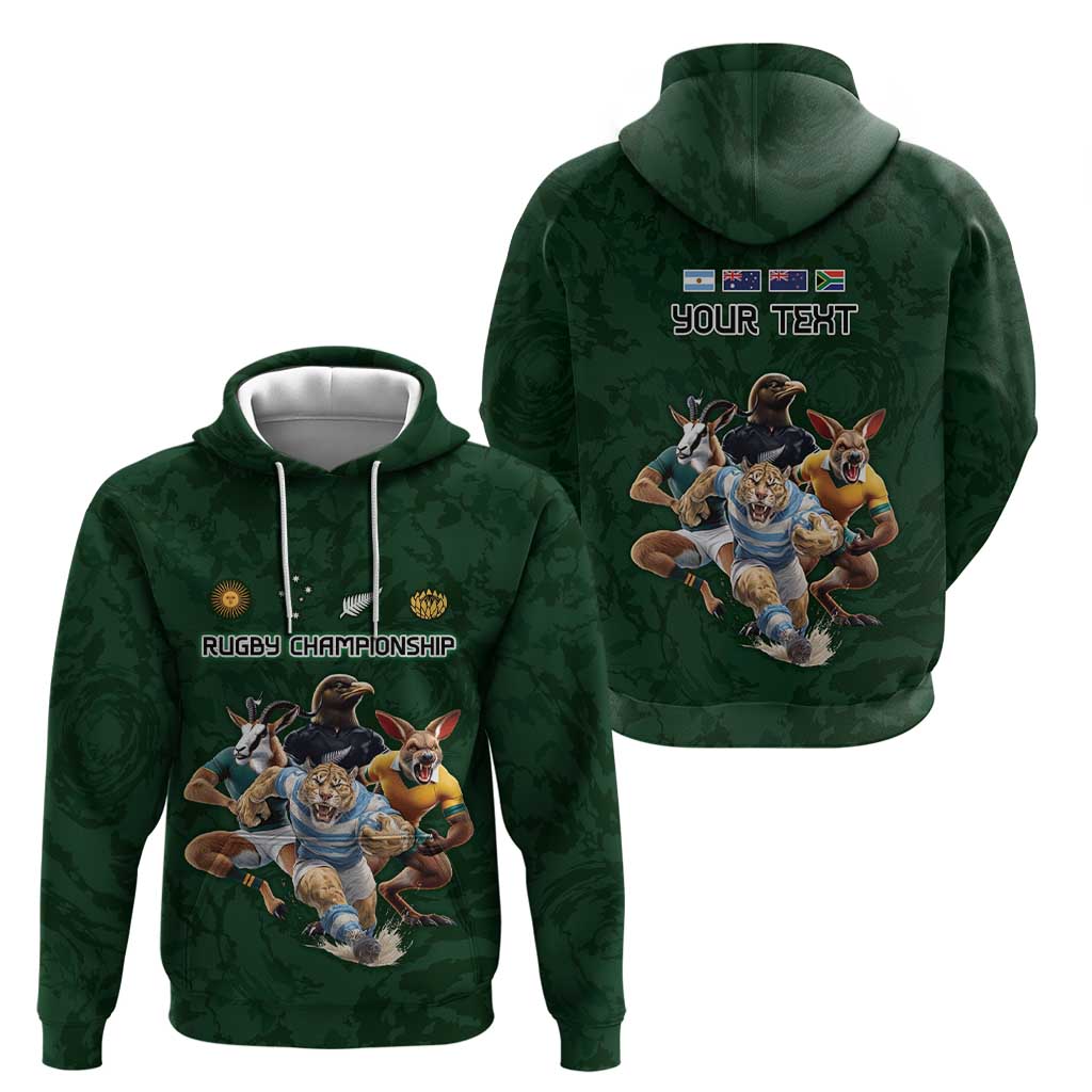 Custom Rugby Southern Hemisphere Zip Hoodie Argentina AUNZ South Africa Mascot Green LT9 - Polynesian Pride
