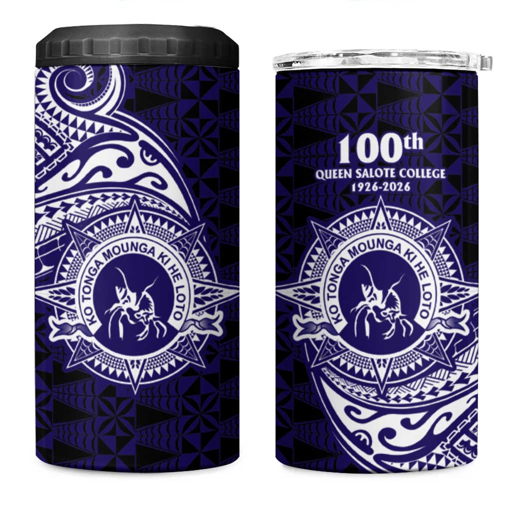 Tonga Queen Salote College 100th Years 4 in 1 Can Cooler Tumbler Est 1926 Tongan Ngatu Tapa - Polynesian Pride