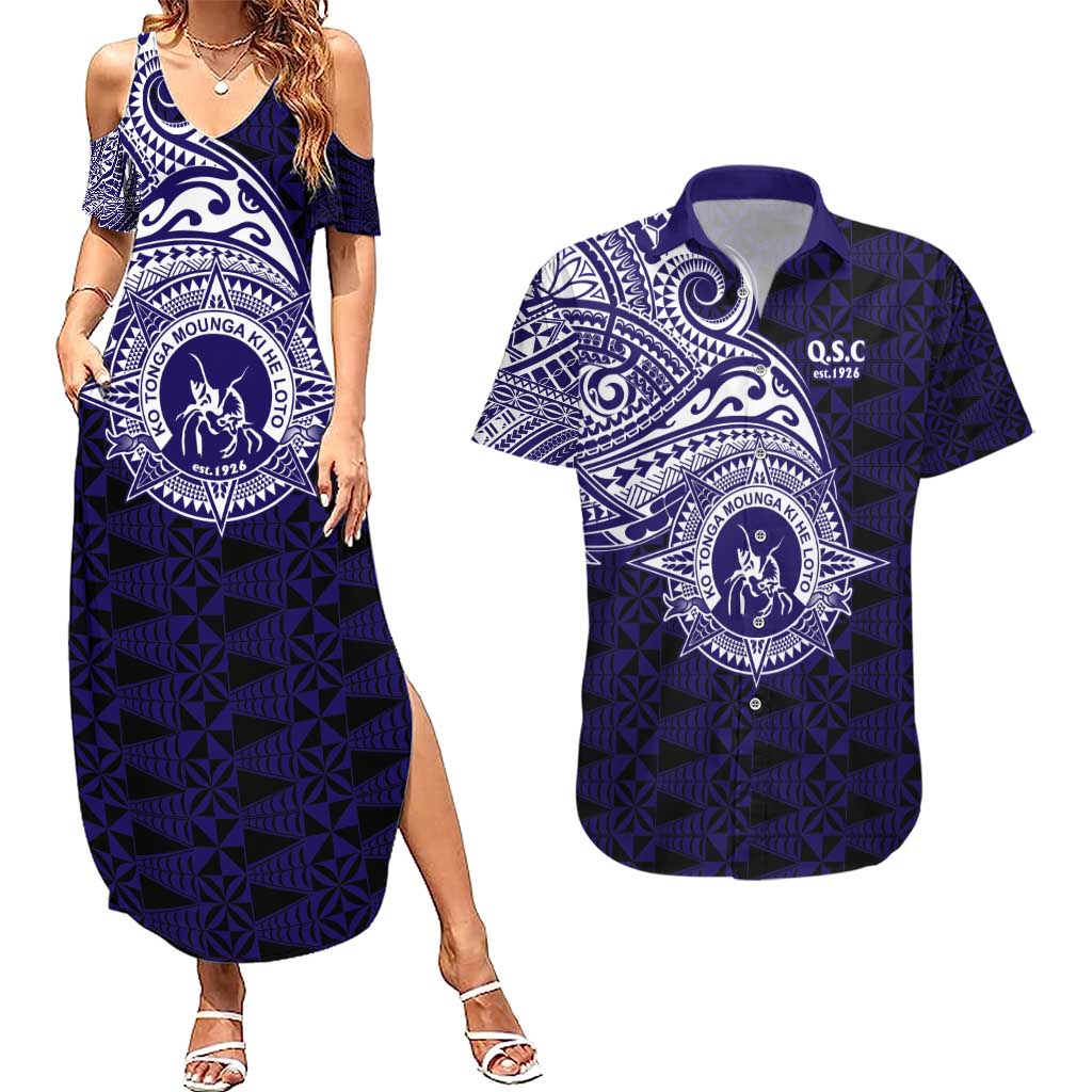 Tonga Queen Salote College 100th Years Couples Matching Summer Maxi Dress and Hawaiian Shirt Est 1926 Tongan Ngatu Tapa - Polynesian Pride
