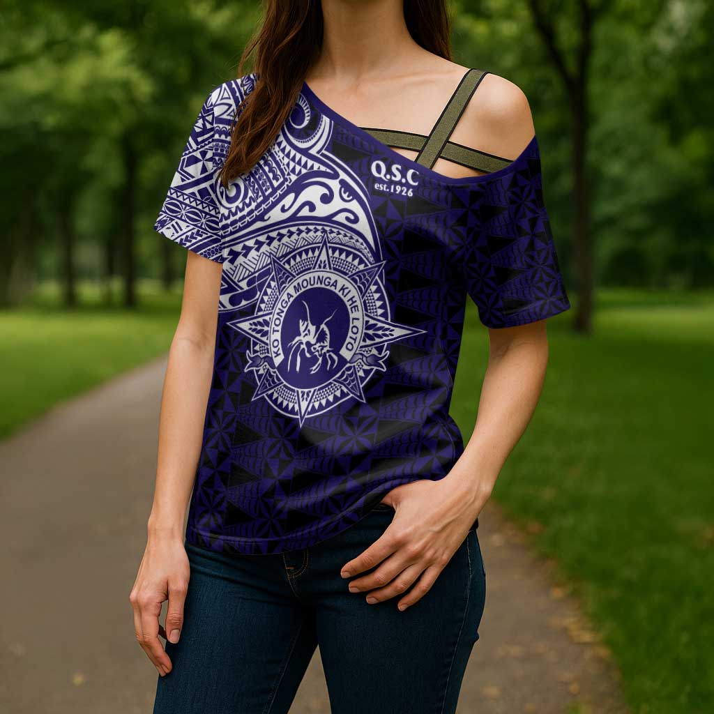 Tonga Queen Salote College 100th Years Cross Shoulder Shirt Est 1926 Tongan Ngatu Tapa - Polynesian Pride