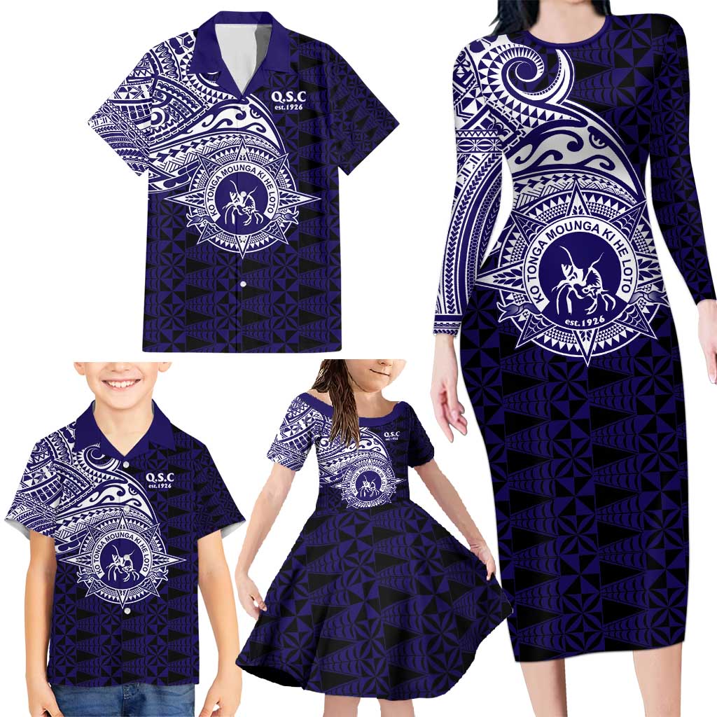 Tonga Queen Salote College 100th Years Family Matching Long Sleeve Bodycon Dress and Hawaiian Shirt Est 1926 Tongan Ngatu Tapa - Polynesian Pride