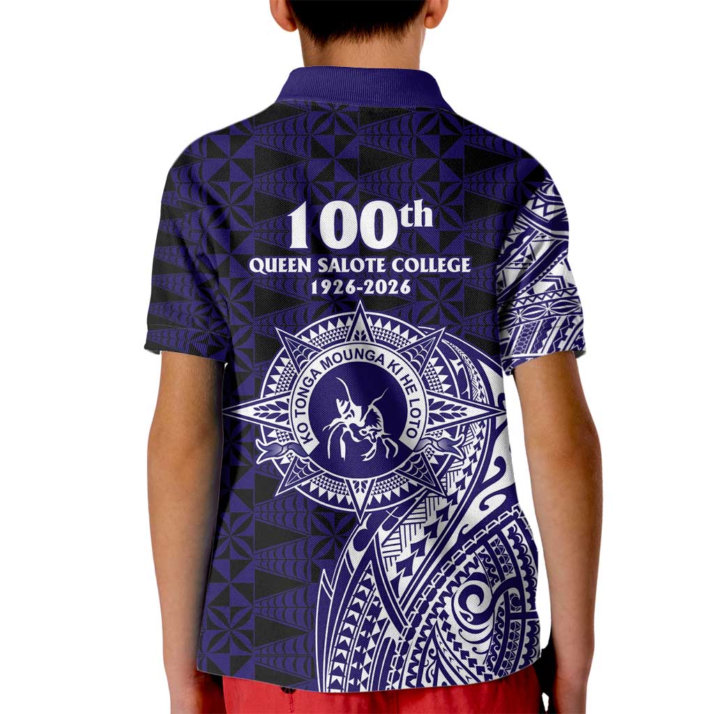 Tonga Queen Salote College 100th Years Kid Polo Shirt Est 1926 Tongan Ngatu Tapa - Polynesian Pride