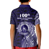 Tonga Queen Salote College 100th Years Kid Polo Shirt Est 1926 Tongan Ngatu Tapa - Polynesian Pride