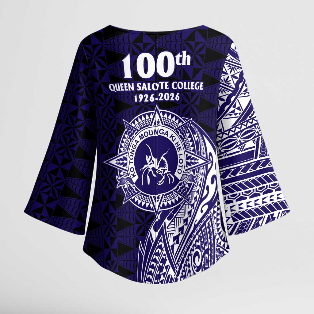 Tonga Queen Salote College 100th Years Kimono Sleeve Blouse Est 1926 Tongan Ngatu Tapa - Polynesian Pride