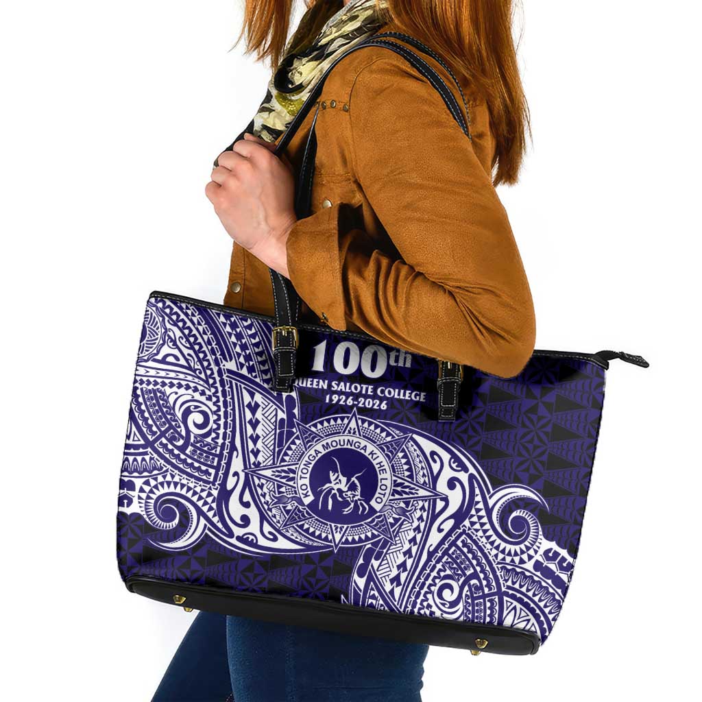 Tonga Queen Salote College 100th Years Leather Tote Bag Est 1926 Tongan Ngatu Tapa - Polynesian Pride