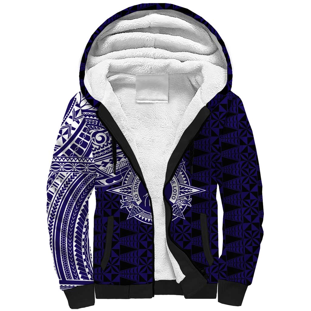 Tonga Queen Salote College 100th Years Sherpa Hoodie Est 1926 Tongan Ngatu Tapa LT9 Unisex Blue - Polynesian Pride