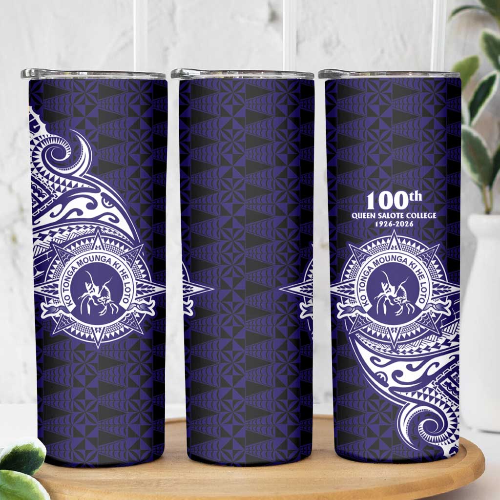Tonga Queen Salote College 100th Years Skinny Tumbler Est 1926 Tongan Ngatu Tapa - Polynesian Pride