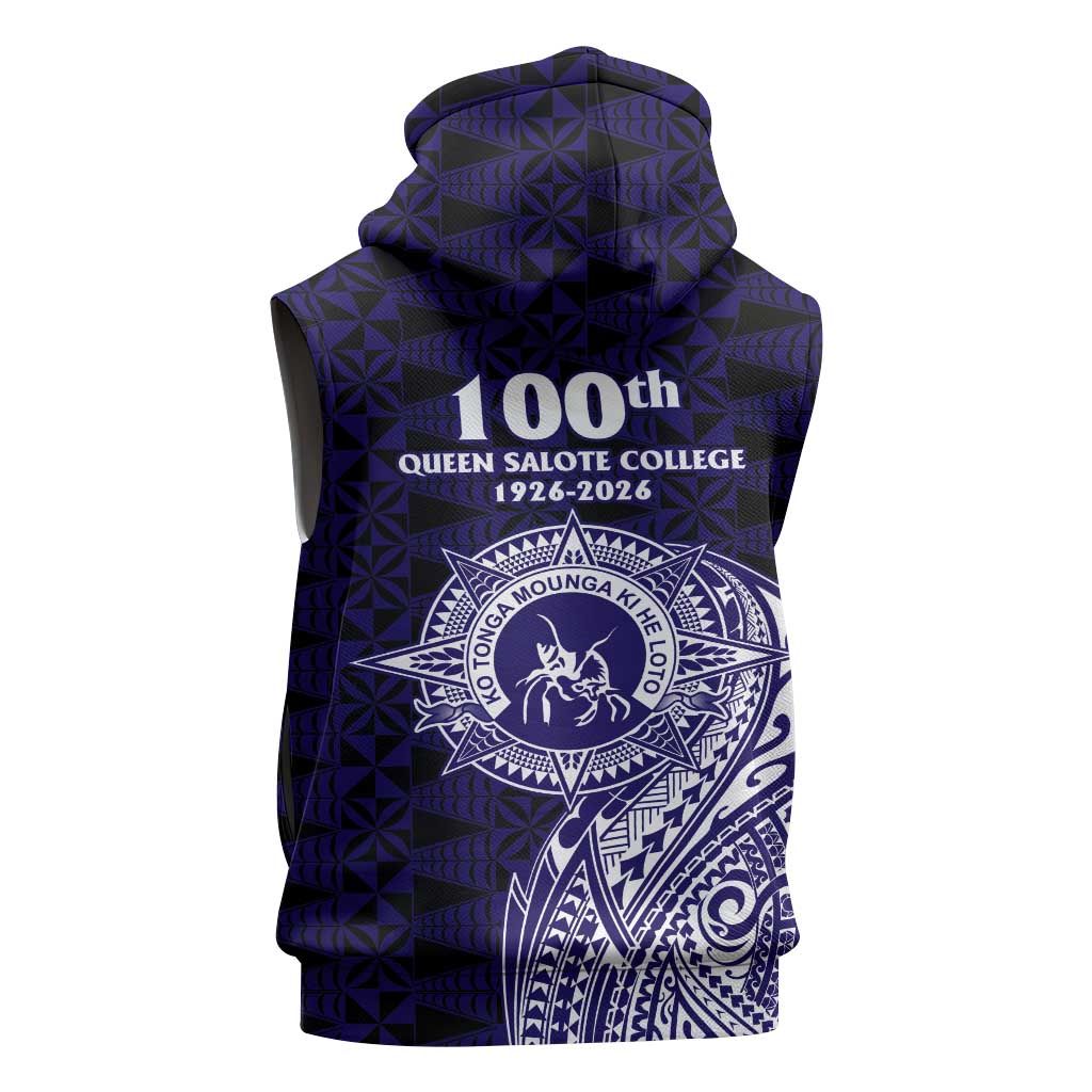 Tonga Queen Salote College 100th Years Sleeveless Zip Hoodie Est 1926 Tongan Ngatu Tapa - Polynesian Pride