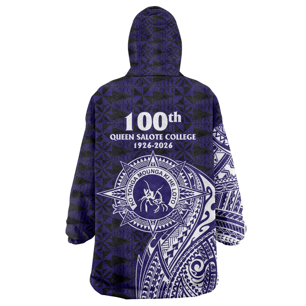 Tonga Queen Salote College 100th Years Wearable Blanket Hoodie Est 1926 Tongan Ngatu Tapa - Polynesian Pride
