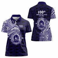 Tonga Queen Salote College 100th Years Women Polo Shirt Est 1926 Tongan Ngatu Tapa - Polynesian Pride