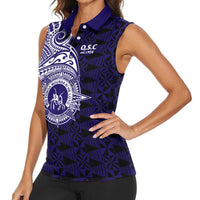 Tonga Queen Salote College 100th Years Women Sleeveless Polo Shirt Est 1926 Tongan Ngatu Tapa - Polynesian Pride