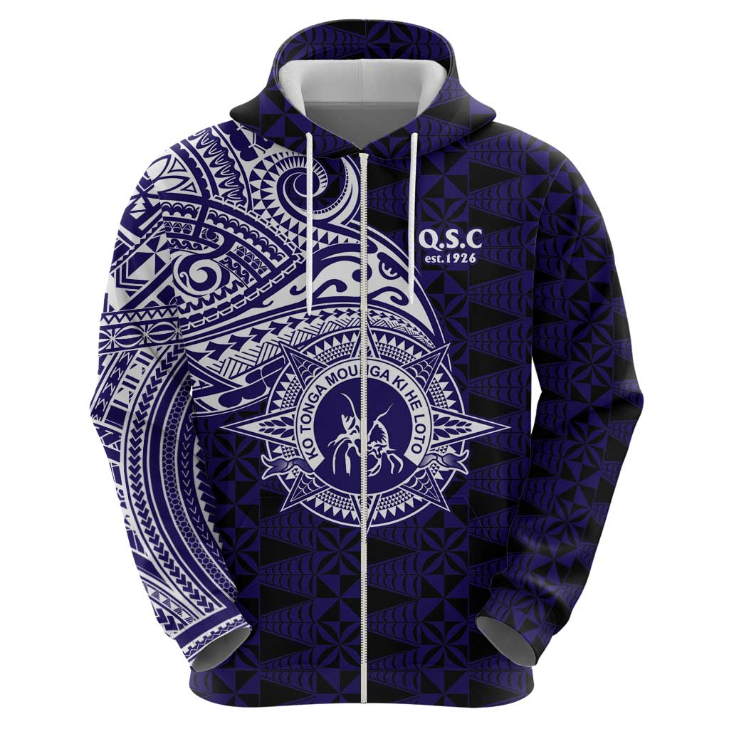 Tonga Queen Salote College 100th Years Zip Hoodie Est 1926 Tongan Ngatu Tapa - Polynesian Pride