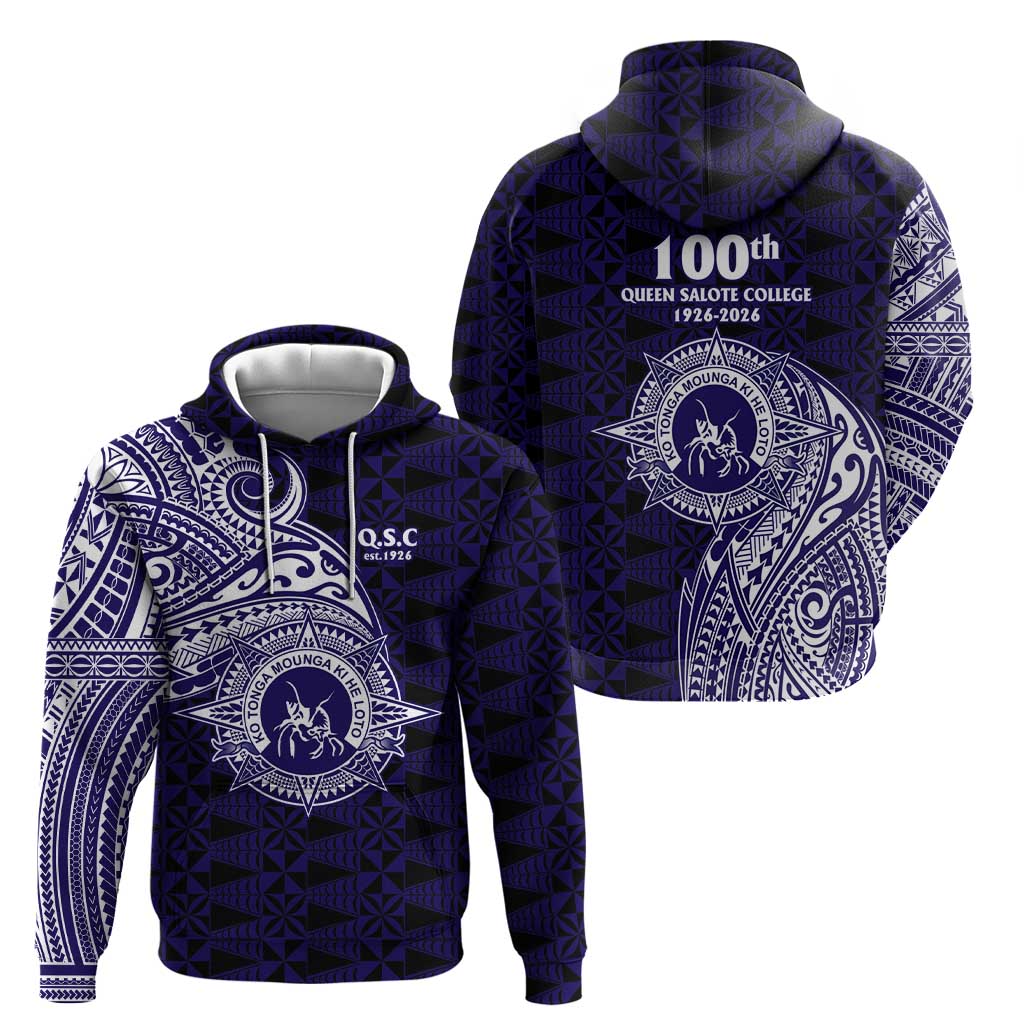 Tonga Queen Salote College 100th Years Zip Hoodie Est 1926 Tongan Ngatu Tapa - Polynesian Pride