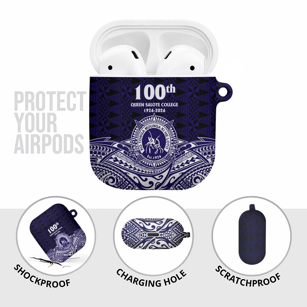 Tonga Queen Salote College 100th Years AirPods Case Blue Tonga Kupesi Uniquely Pacific Art - Polynesian Pride