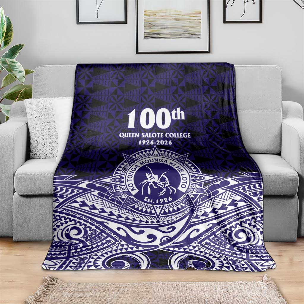 Tonga Queen Salote College 100th Years Blanket Blue Tonga Kupesi Uniquely Pacific Art - Polynesian Pride