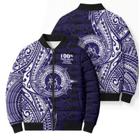 Tonga Queen Salote College 100th Years Bomber Puffer Jacket Blue Tonga Kupesi Uniquely Pacific Art LT9 - Polynesian Pride