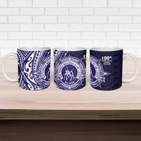 Tonga Queen Salote College 100th Years Ceramic Mug Blue Tonga Kupesi Uniquely Pacific Art - Polynesian Pride