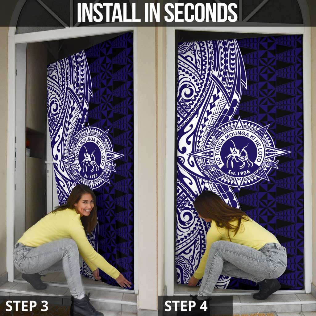 Tonga Queen Salote College 100th Years Door Cover Blue Tonga Kupesi Uniquely Pacific Art - Polynesian Pride