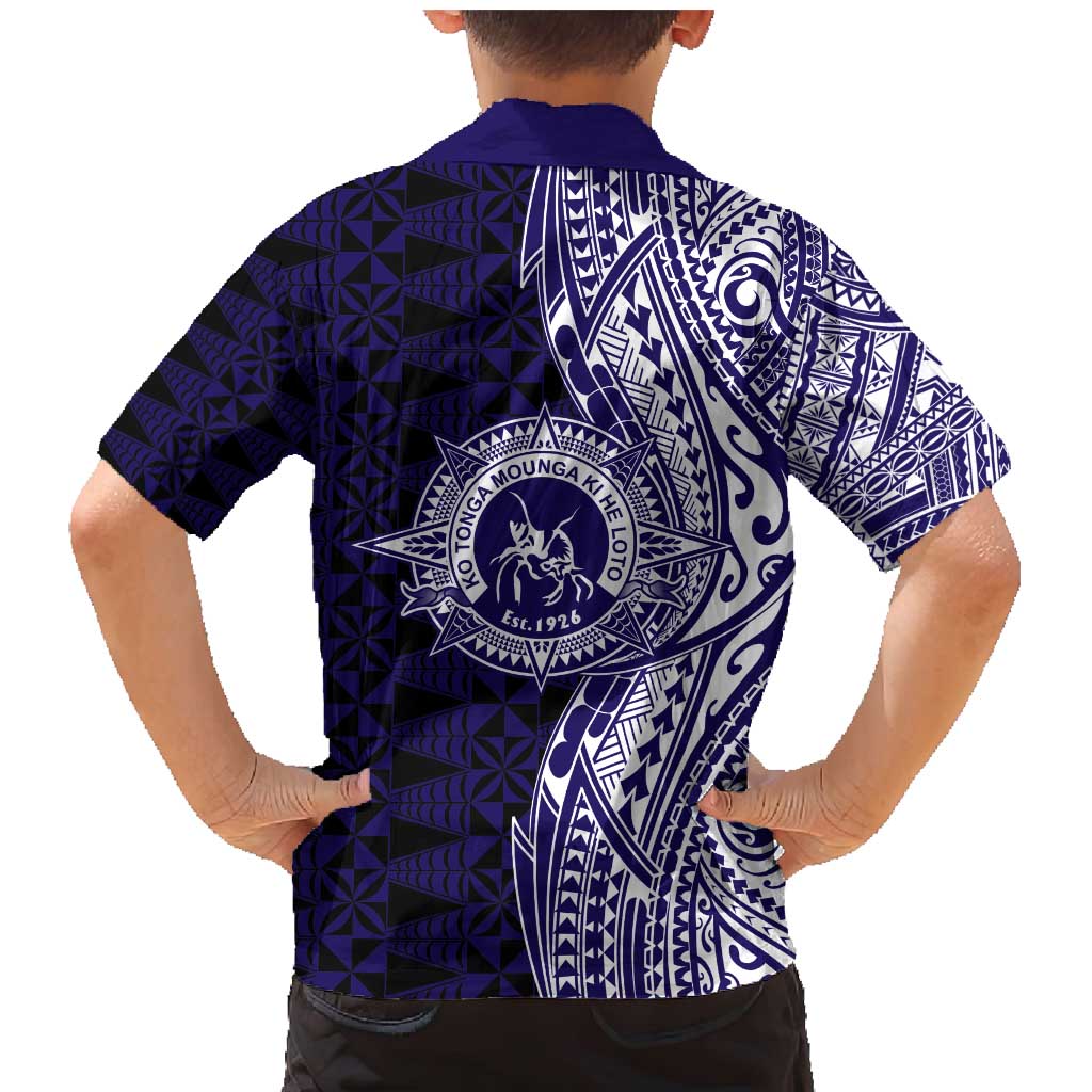 Tonga Queen Salote College 100th Years Family Matching Mermaid Dress and Hawaiian Shirt Blue Tonga Kupesi Uniquely Pacific Art LT9 - Polynesian Pride