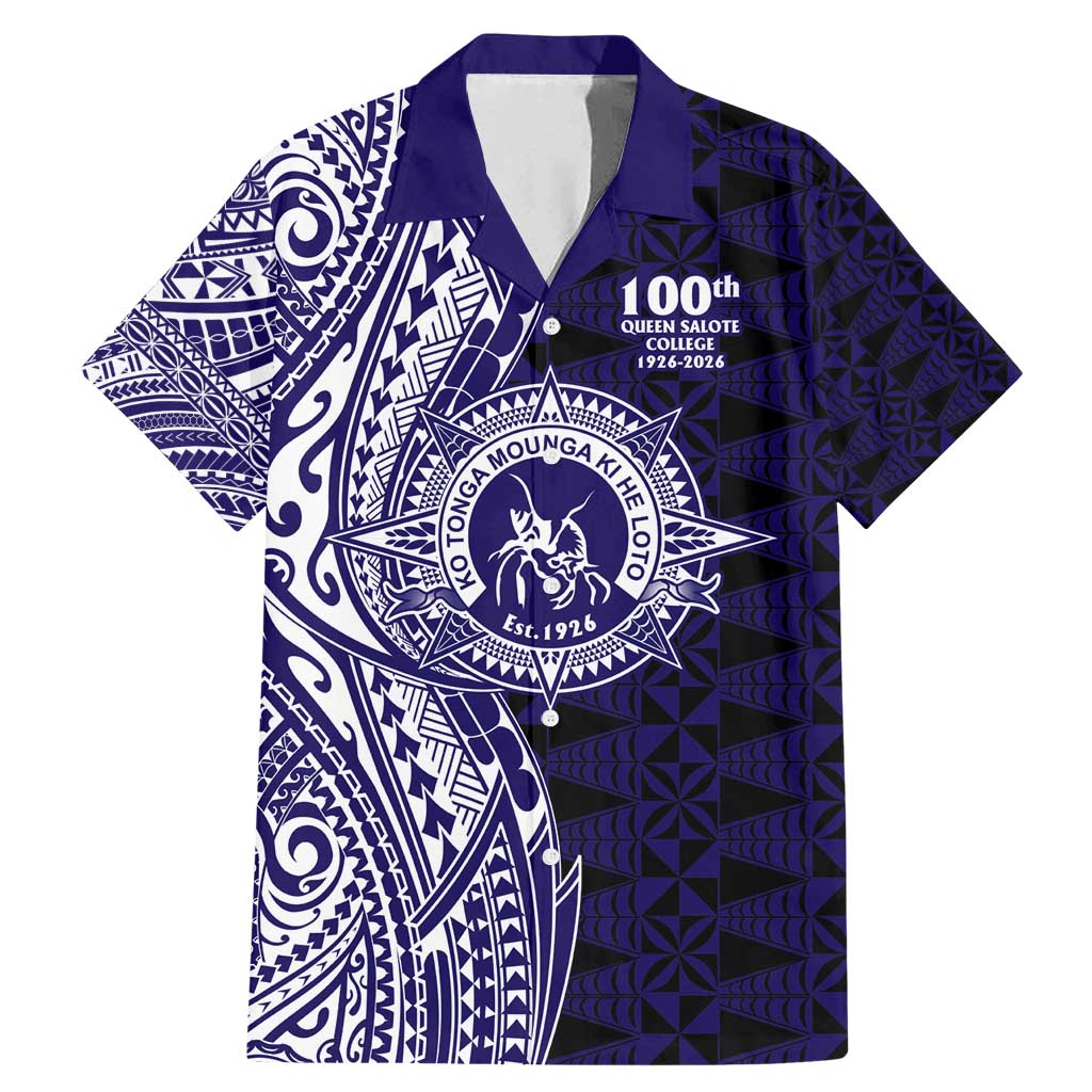 Tonga Queen Salote College 100th Years Family Matching Mermaid Dress and Hawaiian Shirt Blue Tonga Kupesi Uniquely Pacific Art LT9 Dad's Shirt - Short Sleeve Blue - Polynesian Pride