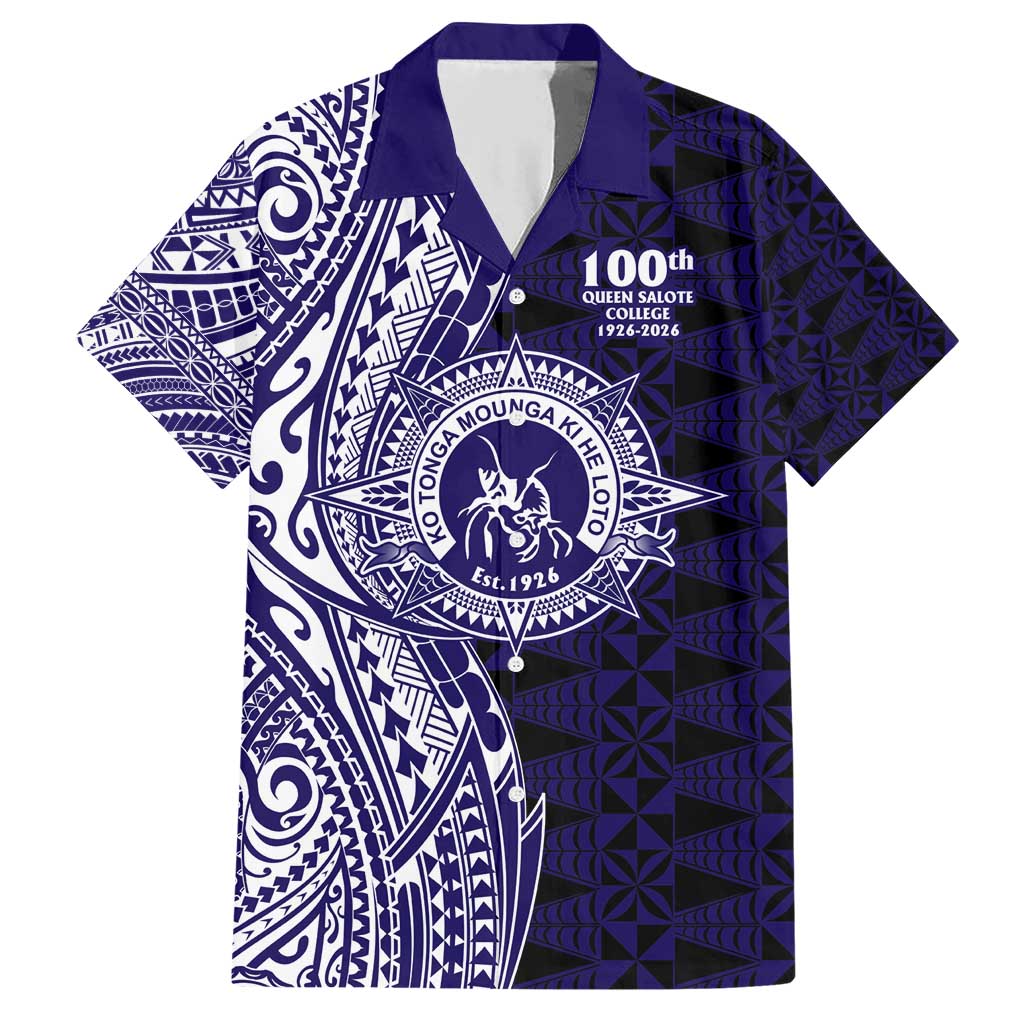 Tonga Queen Salote College 100th Years Family Matching Short Sleeve Bodycon Dress and Hawaiian Shirt Blue Tonga Kupesi Uniquely Pacific Art LT9 Dad's Shirt - Short Sleeve Blue - Polynesian Pride