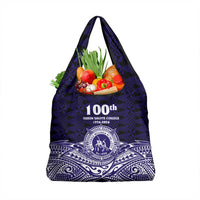 Tonga Queen Salote College 100th Years Grocery Bag Blue Tonga Kupesi Uniquely Pacific Art - Polynesian Pride