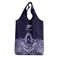 Tonga Queen Salote College 100th Years Grocery Bag Blue Tonga Kupesi Uniquely Pacific Art - Polynesian Pride