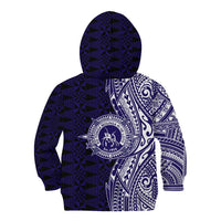 Tonga Queen Salote College 100th Years Kid Hoodie Blue Tonga Kupesi Uniquely Pacific Art - Polynesian Pride