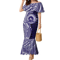 Tonga Queen Salote College 100th Years Mermaid Dress Blue Tonga Kupesi Uniquely Pacific Art - Polynesian Pride