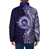 Tonga Queen Salote College 100th Years Padded Jacket Blue Tonga Kupesi Uniquely Pacific Art LT9 - Polynesian Pride