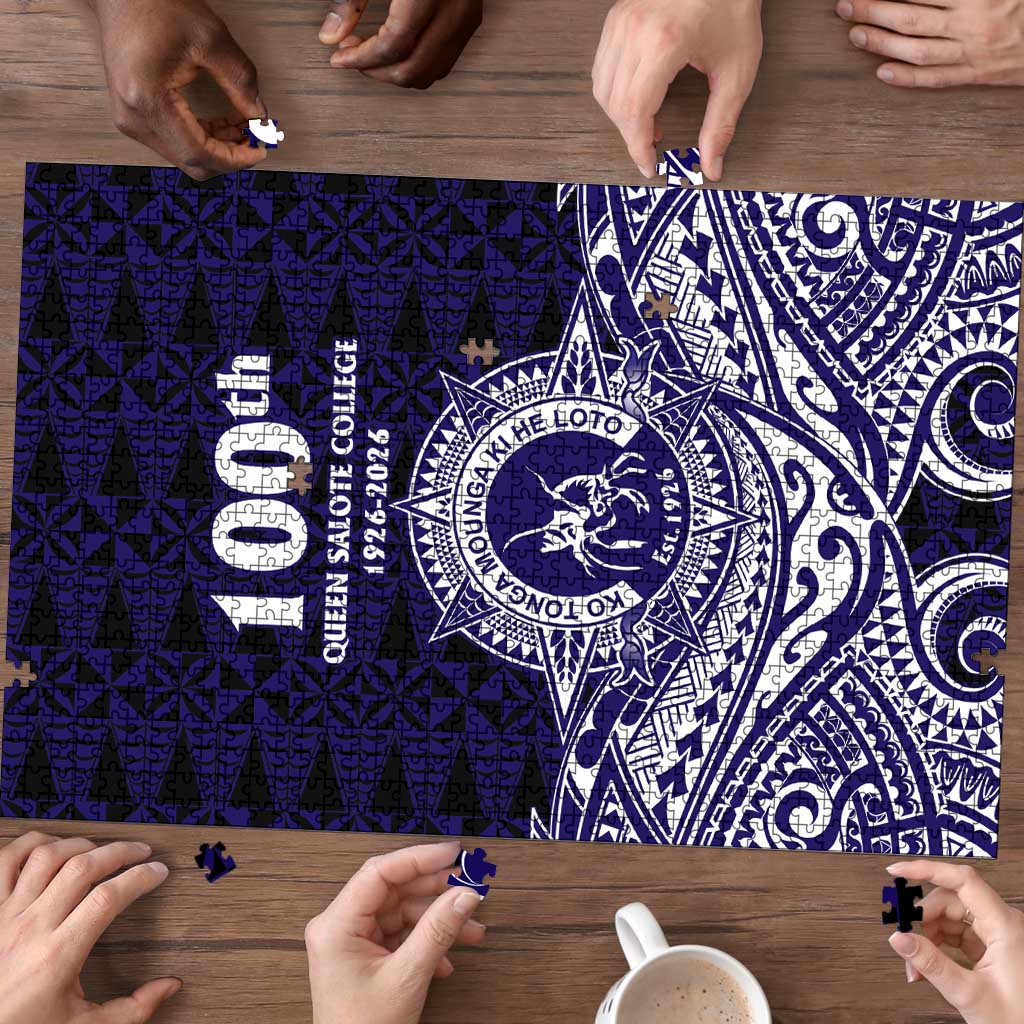 Tonga Queen Salote College 100th Years Puzzle Blue Tonga Kupesi Uniquely Pacific Art LT9 - Polynesian Pride