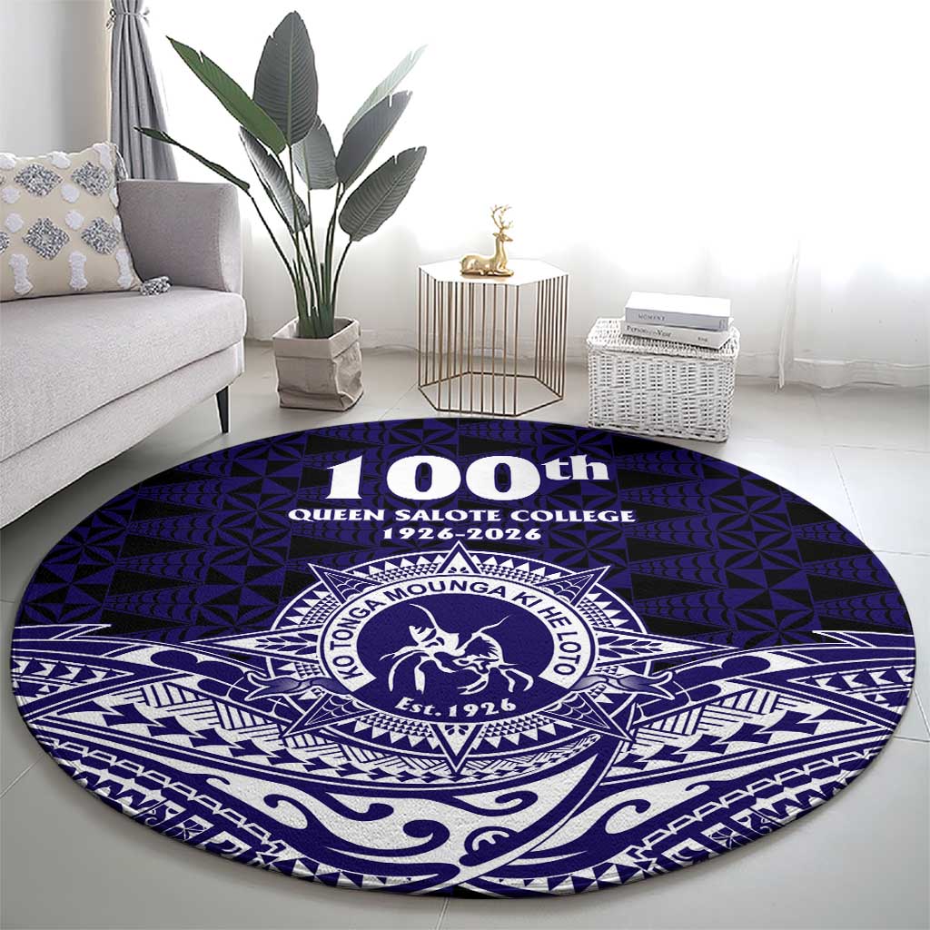 Tonga Queen Salote College 100th Years Round Carpet Blue Tonga Kupesi Uniquely Pacific Art - Polynesian Pride