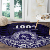 Tonga Queen Salote College 100th Years Round Carpet Blue Tonga Kupesi Uniquely Pacific Art - Polynesian Pride