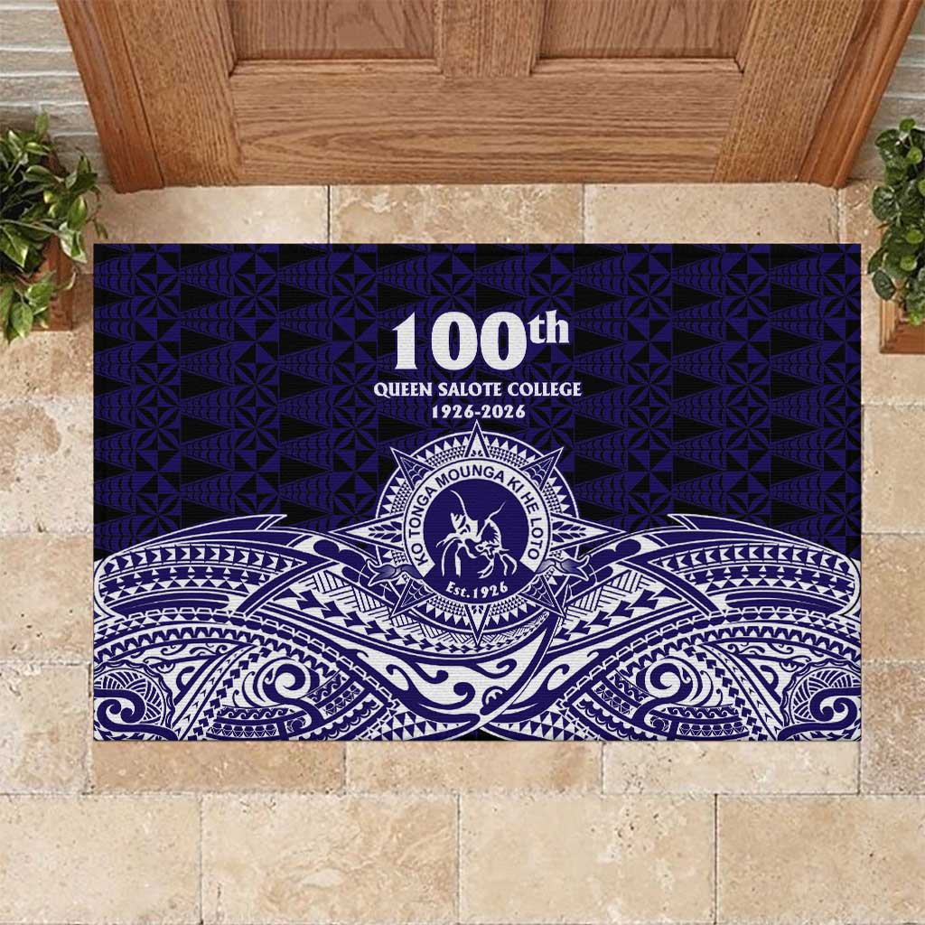 Tonga Queen Salote College 100th Years Rubber Doormat Blue Tonga Kupesi Uniquely Pacific Art LT9 Blue - Polynesian Pride
