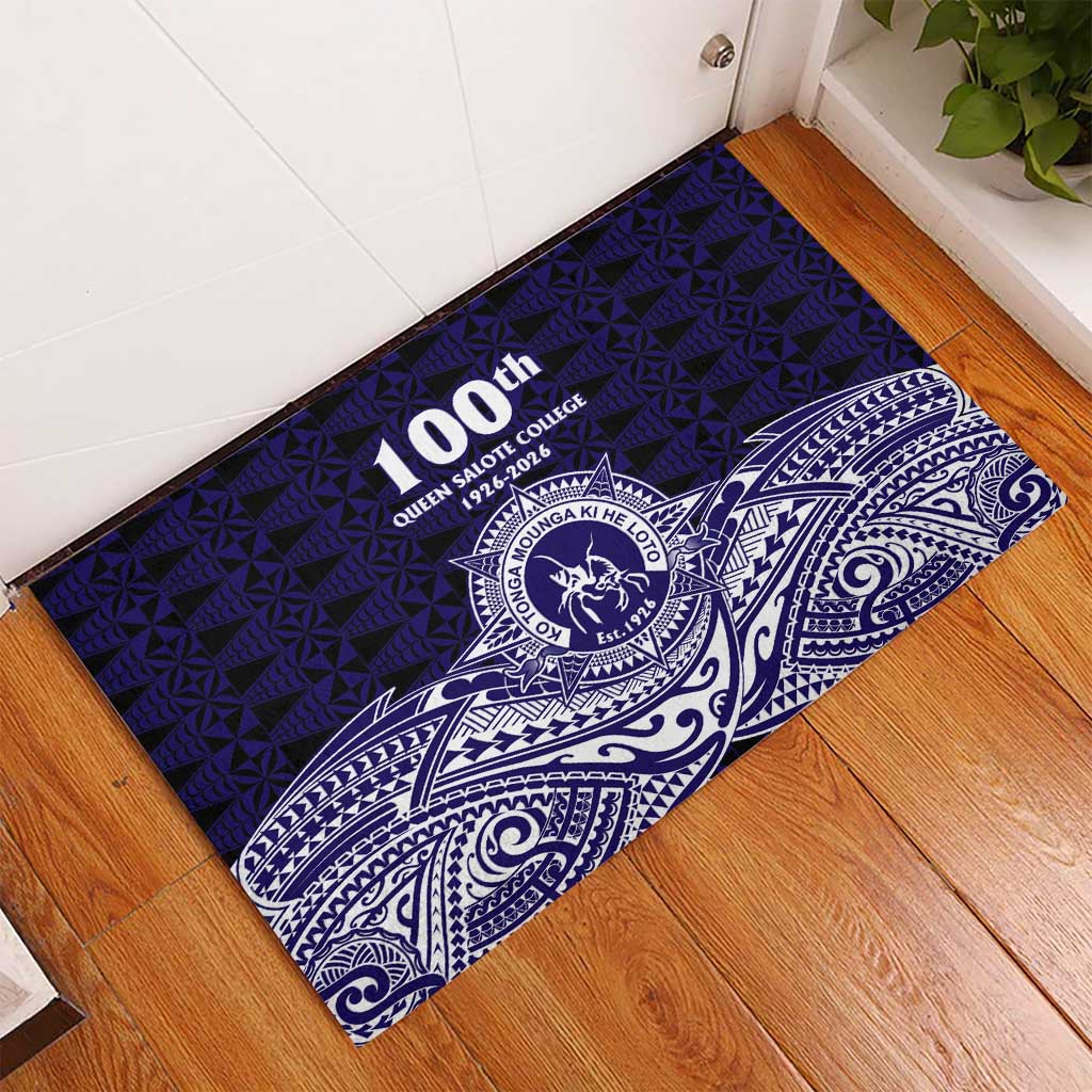 Tonga Queen Salote College 100th Years Rubber Doormat Blue Tonga Kupesi Uniquely Pacific Art LT9 - Polynesian Pride