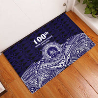 Tonga Queen Salote College 100th Years Rubber Doormat Blue Tonga Kupesi Uniquely Pacific Art LT9 - Polynesian Pride