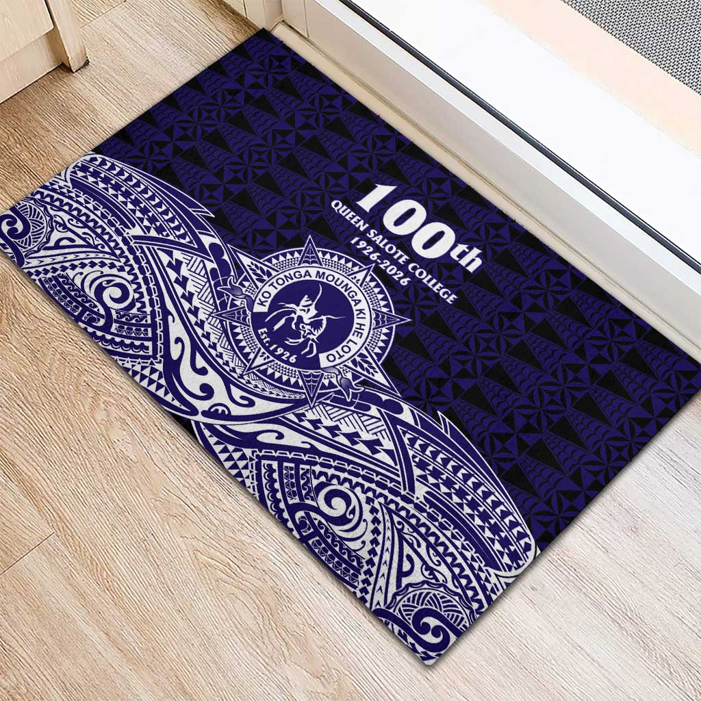 Tonga Queen Salote College 100th Years Rubber Doormat Blue Tonga Kupesi Uniquely Pacific Art LT9 - Polynesian Pride