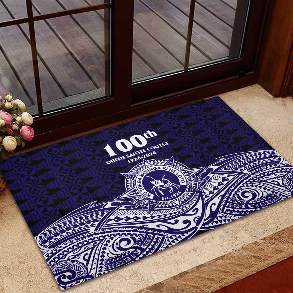 Tonga Queen Salote College 100th Years Rubber Doormat Blue Tonga Kupesi Uniquely Pacific Art LT9 - Polynesian Pride