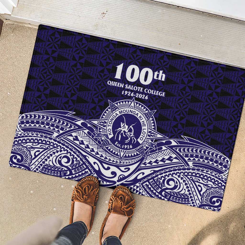 Tonga Queen Salote College 100th Years Rubber Doormat Blue Tonga Kupesi Uniquely Pacific Art LT9 - Polynesian Pride
