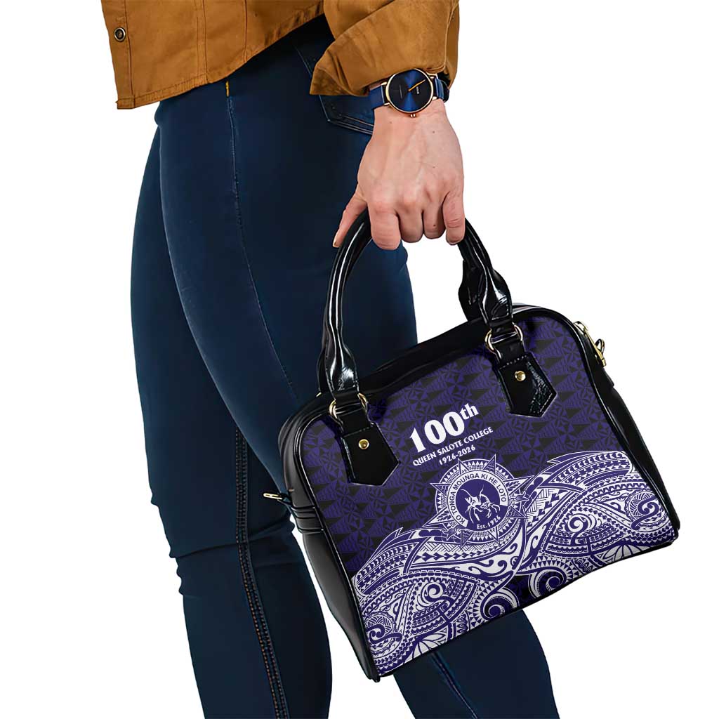 Tonga Queen Salote College 100th Years Shoulder Handbag Blue Tonga Kupesi Uniquely Pacific Art - Polynesian Pride