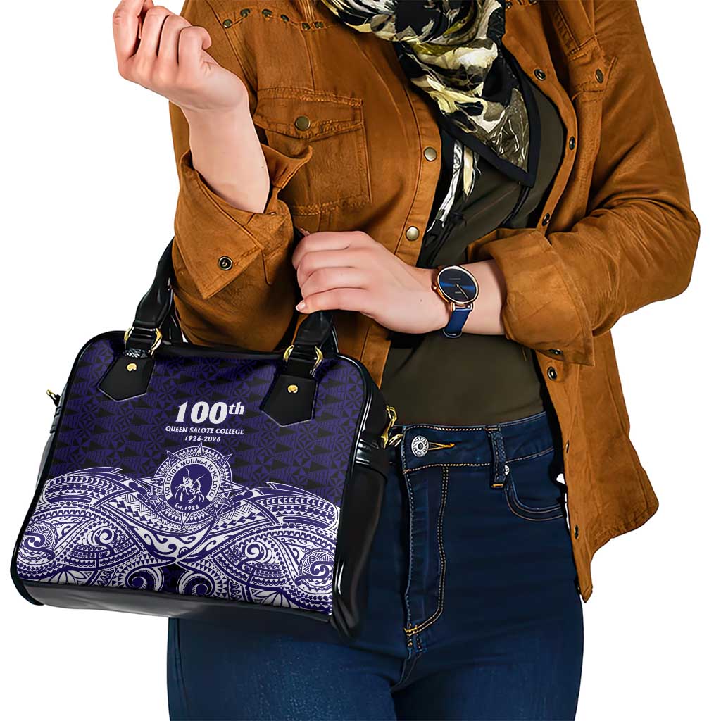 Tonga Queen Salote College 100th Years Shoulder Handbag Blue Tonga Kupesi Uniquely Pacific Art - Polynesian Pride