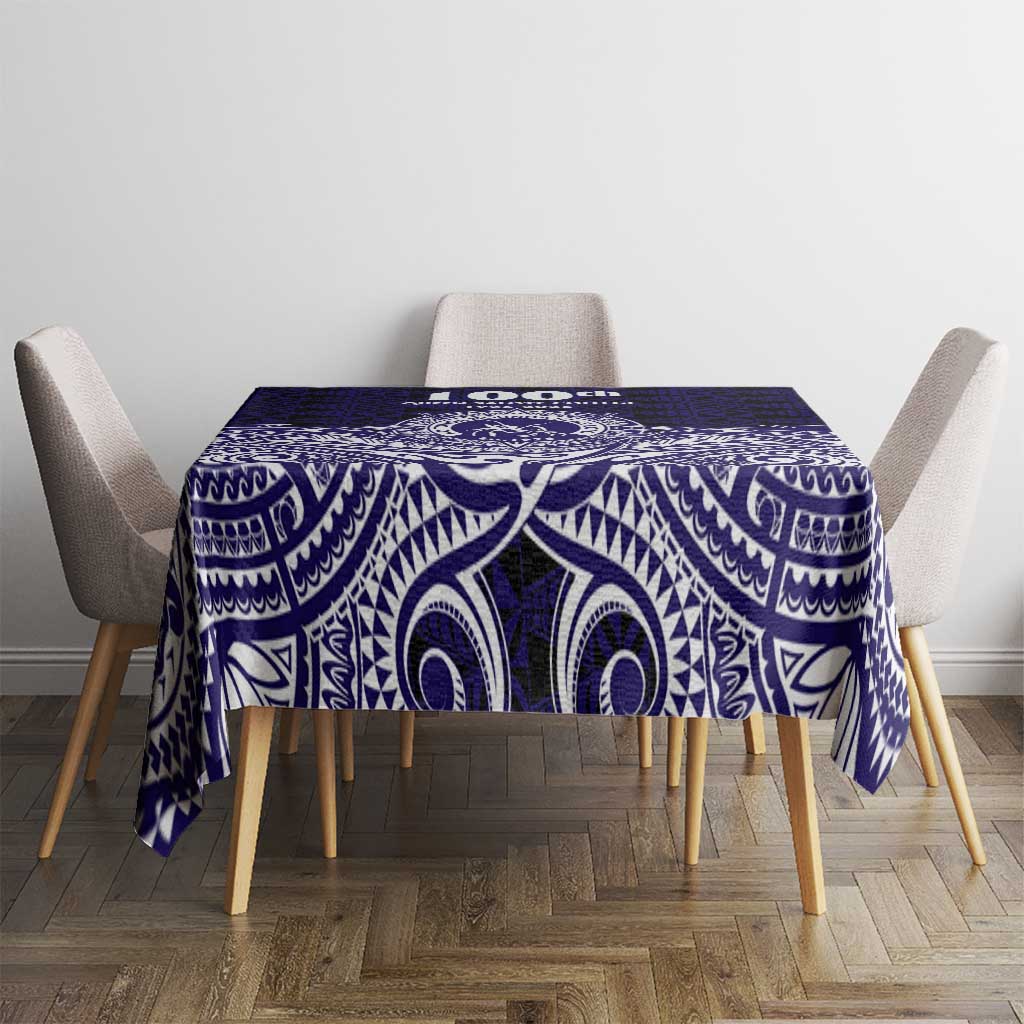 Tonga Queen Salote College 100th Years Tablecloth Blue Tonga Kupesi Uniquely Pacific Art - Polynesian Pride