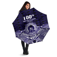 Tonga Queen Salote College 100th Years Umbrella Blue Tonga Kupesi Uniquely Pacific Art - Polynesian Pride